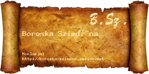 Boroska Szimóna névjegykártya